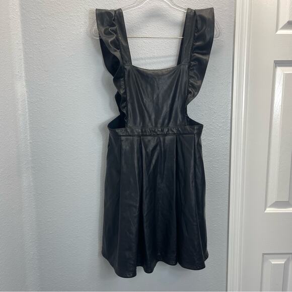 Maeve Anthropologie Faux Vegan Leather Pinafore Dress - Picture 2 of 12